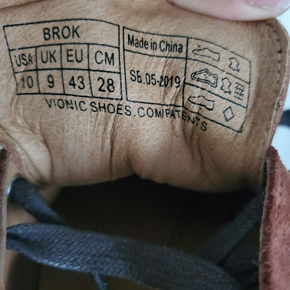 Vionic Men's Mott Brok Leather Orthotic Arch Support Walking Shoes Dark Brown 10 - Picture 14 of 16